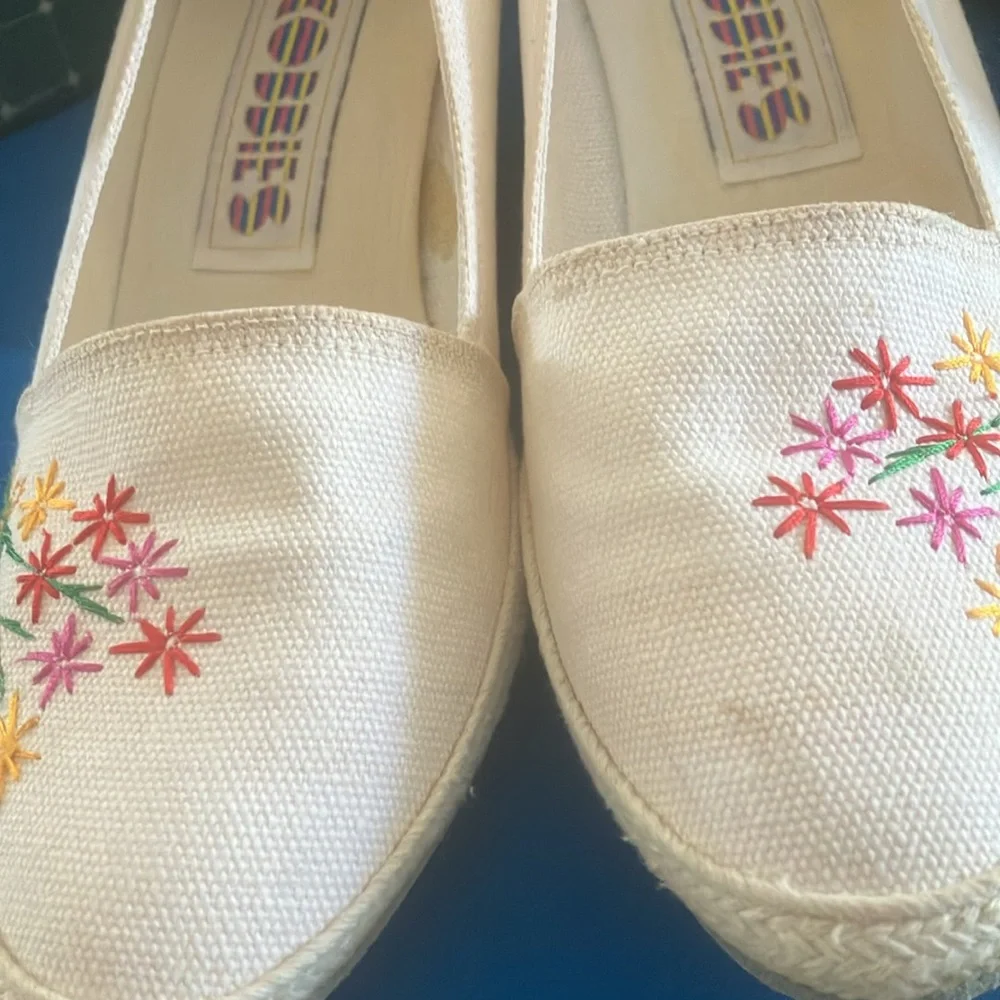 Women's Embroidered Cobbie Cream Espadrilles 8m